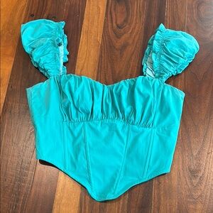 Corset Style Turquoise Going Out Top